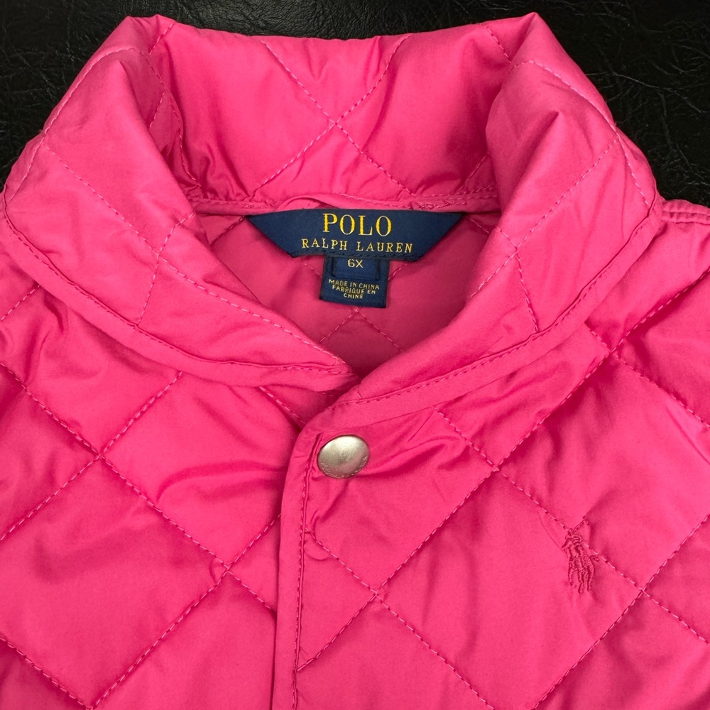 Polo Ralph Lauren Pink Quilted Girls Barn Coat Jacket Size 6x